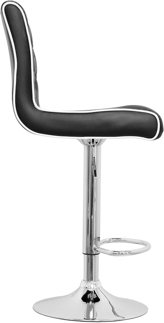 Best Master Furniture Tufted Vinyl with Faux Crystals Adjustable Swivel Bar Stool Set of 2, Black