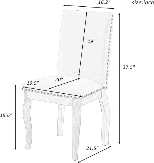 Set of 4 Dining Chairs Wood Upholstered Fabirc Dining Room Chairs with Nailhead, Stable & Solid and Easy Assembly, for Dining Room, Kitchen, Living Room, Espresso